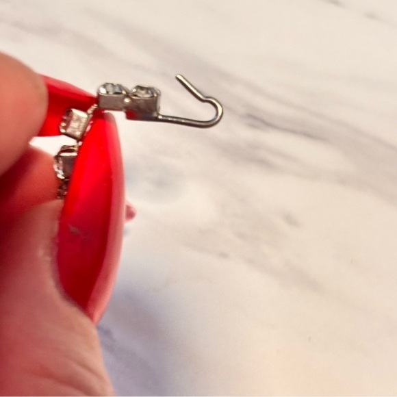 Vintage crystal black and clear, rhodium overlay necklace bracelet set prongset - Picture 9 of 11